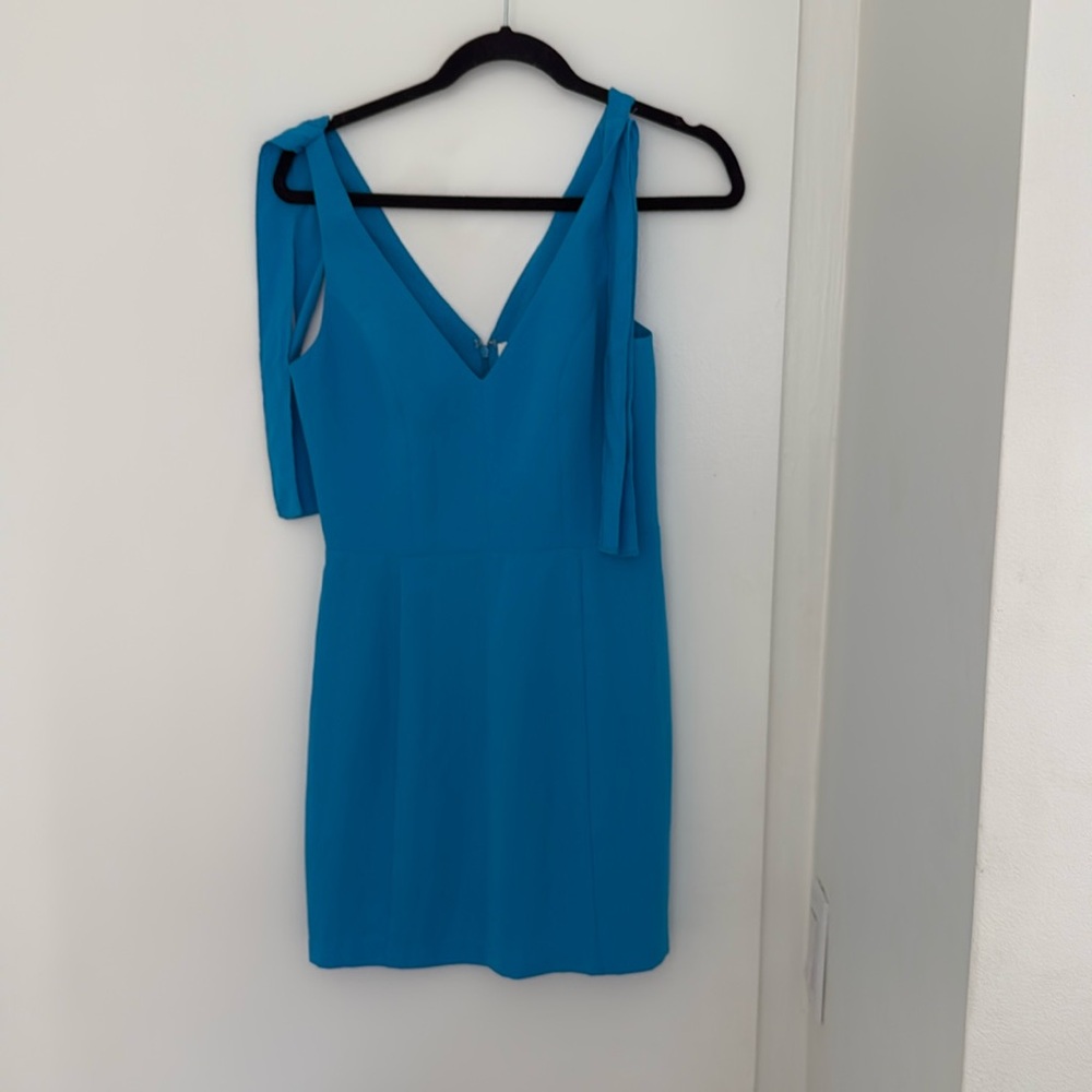 Blue Amanda uprichard dress with bows on the shoulder!